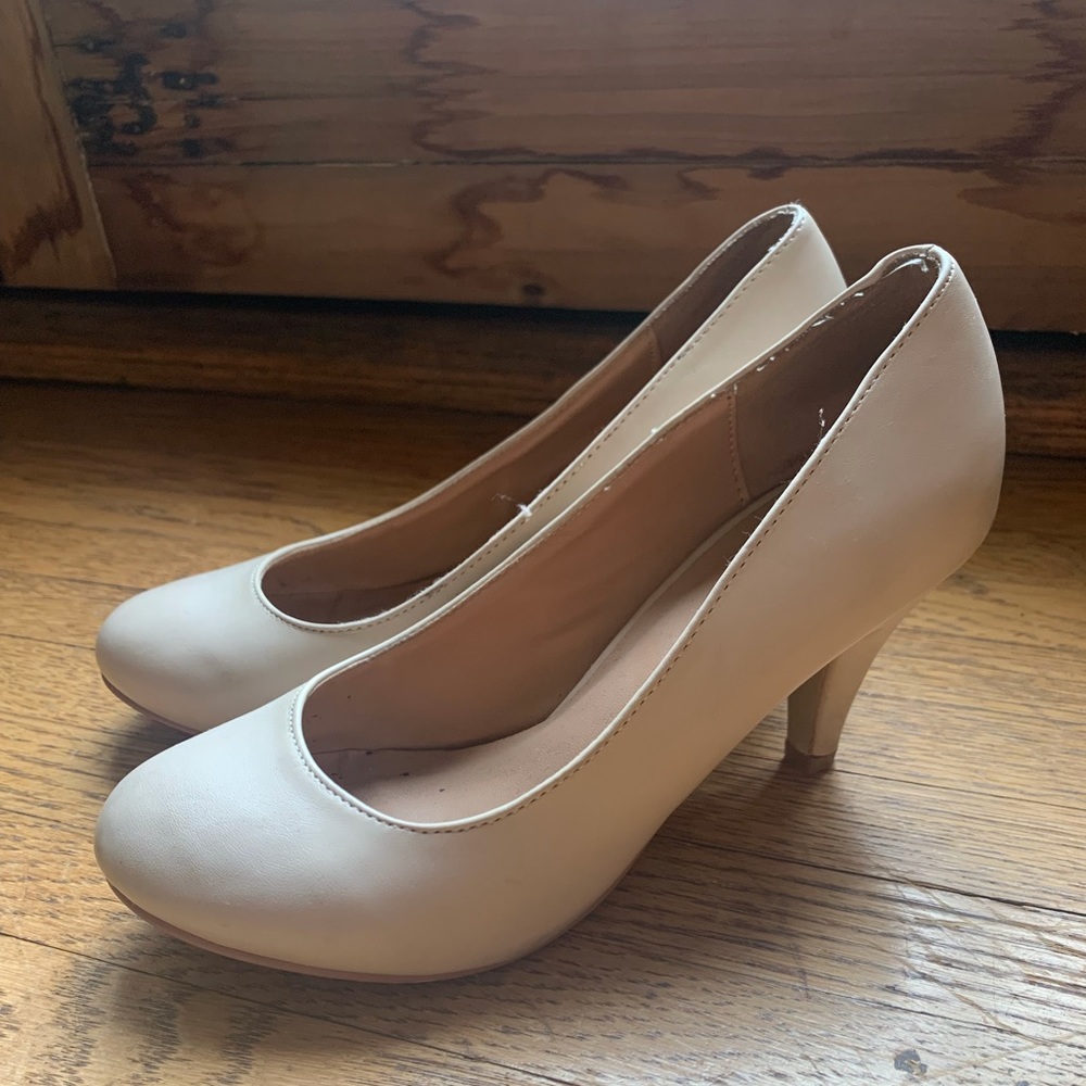 Faux leather nude heels